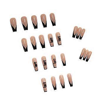 24 Faux Ongles En ABS Forme Cercueil Mat - Couverture Complète, Court, Pour Nail Art