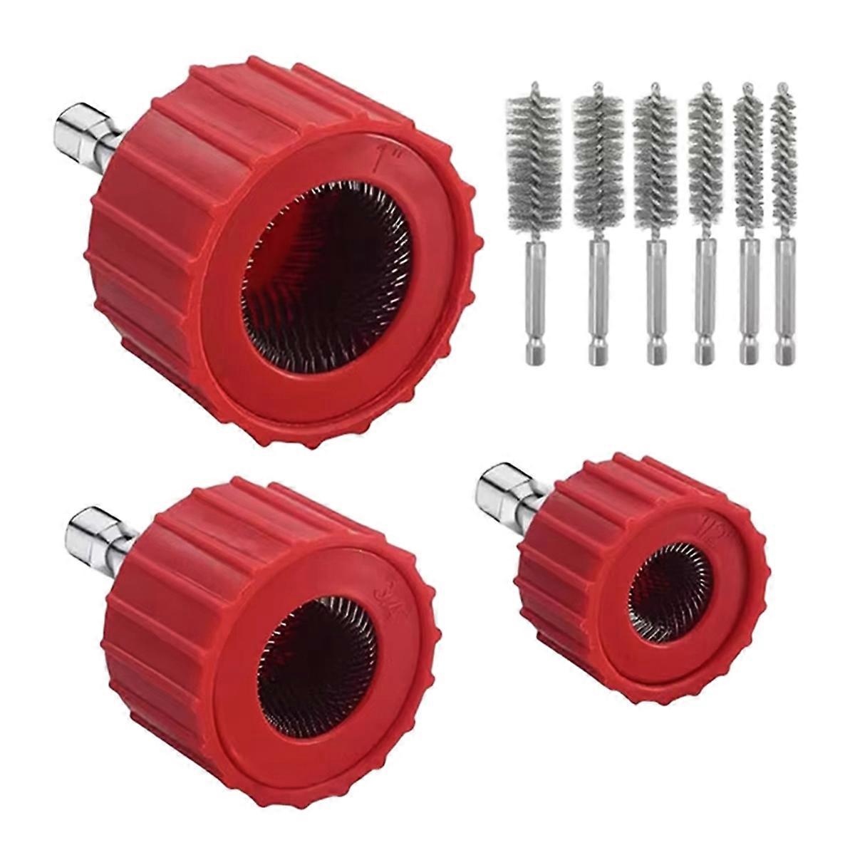 1 Set Copper Pipe Cleaner Set for Power Drill, Tube Cleaning Brush, Cleans Copper Pipes Tubes and Fittings for Soldering