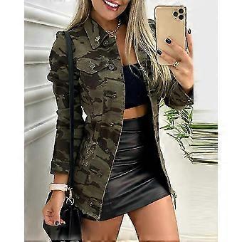Autumn Buttoned Pocket Design Coat Casual Women Long Sleeve Jackets For Women Fashion Camouflage Woman Jacket