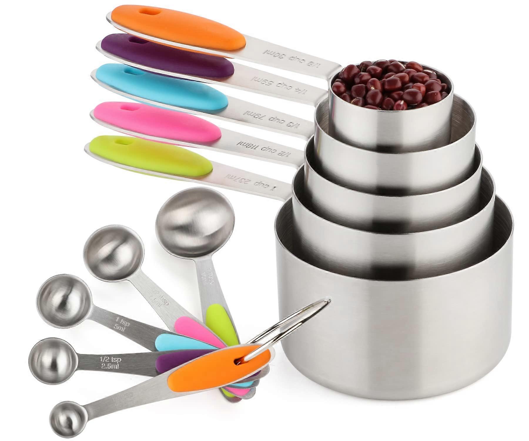 10-Piece Stainless Steel Nesting Measuring Set For Dry & Liquid Ingredients Compact Space Saving Design