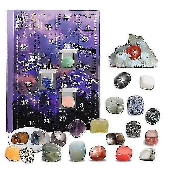 Advent Calendar 2022 Rocks, 24 Days Natural Crystal Agate Stone Minerals & Fossils Advent Calendar Crystals Christmas
