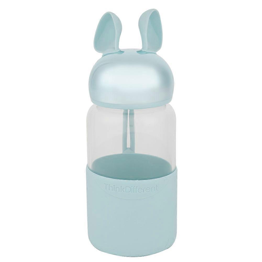 Cute Rabbit Glass Water Bottle with Transparent Design and Anti-Scalding Silicone Cover, 500ml Size, BPA-Free
