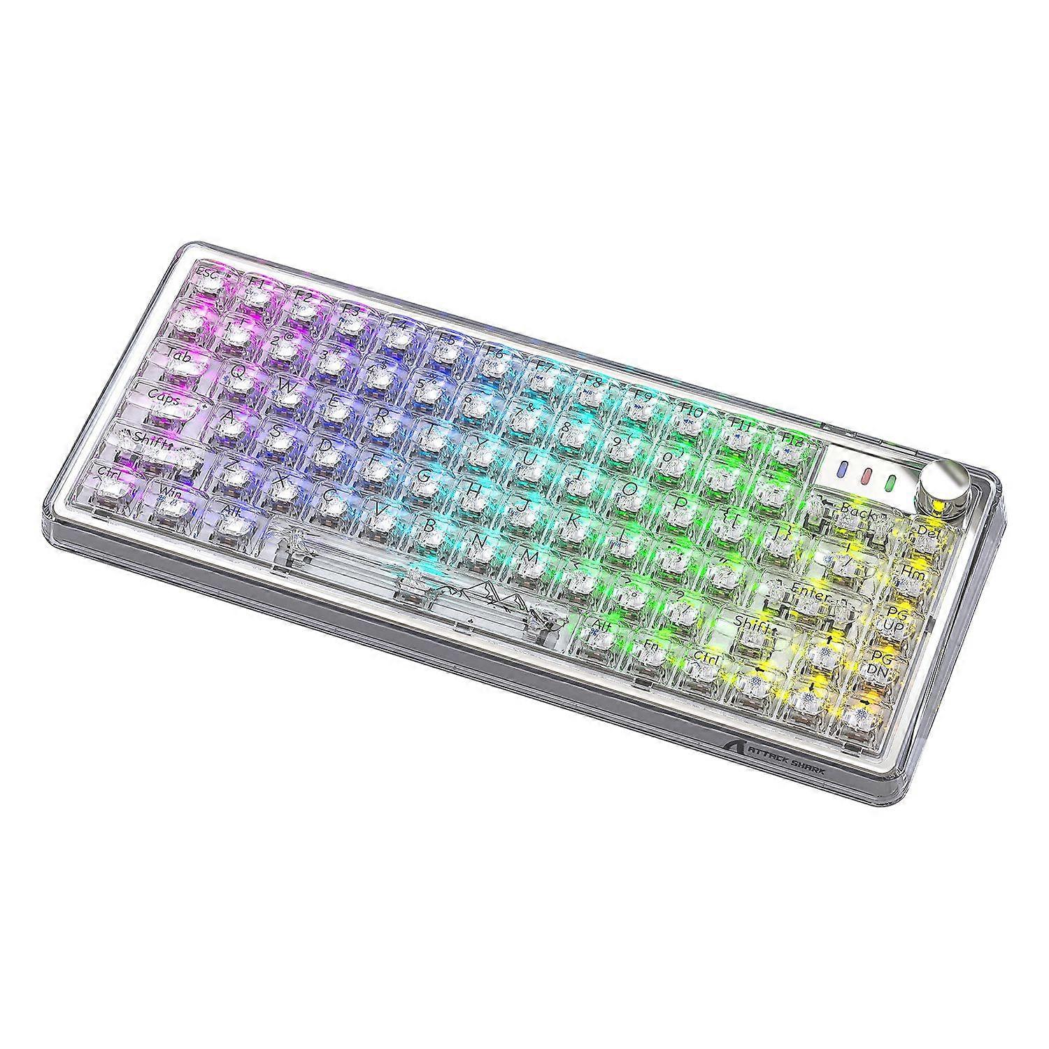 ATTACK SHARK K75 RGB Wireless Hot-Swappable Mechanicalboard Three Mode Bluetooth Transparent