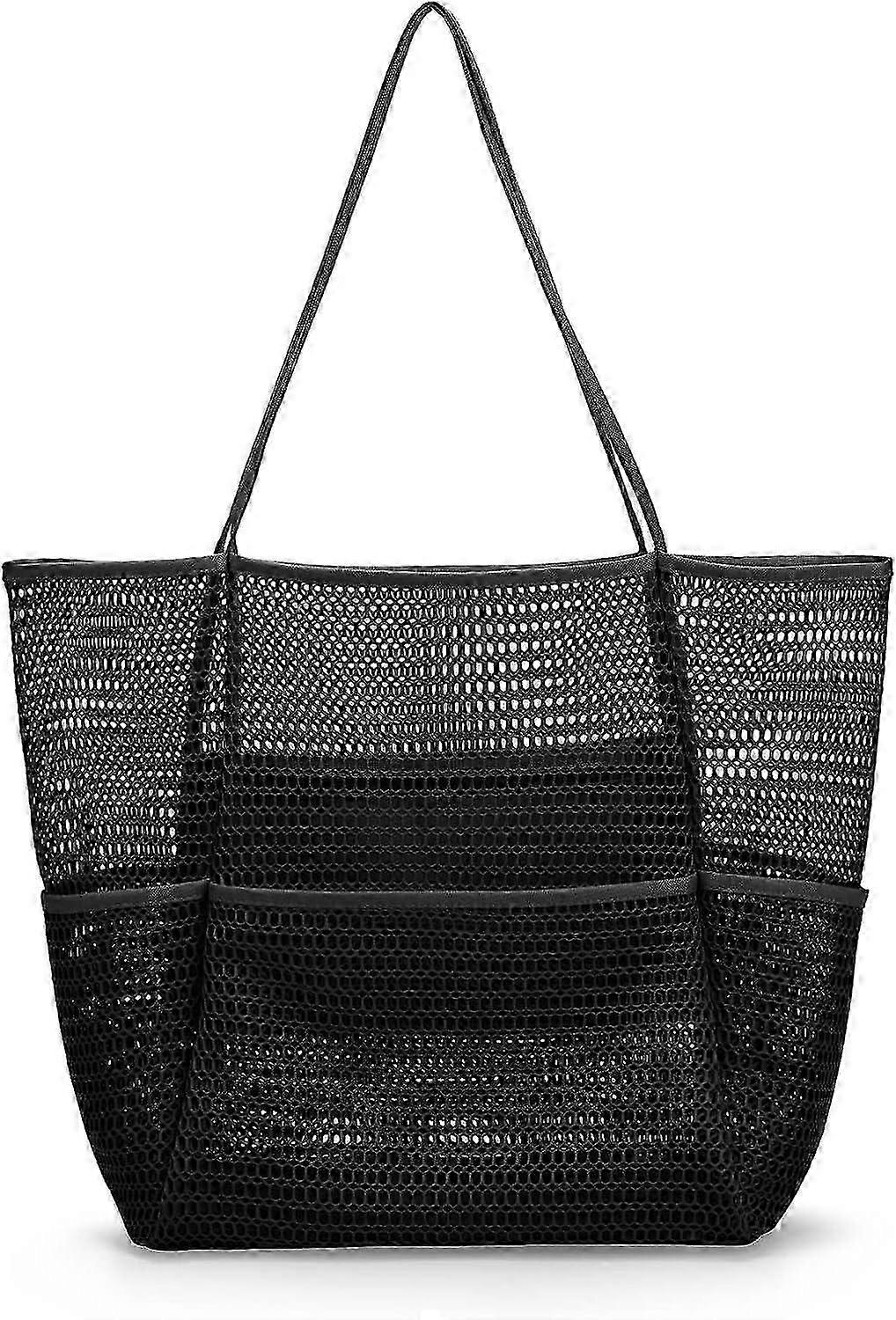 Large Mesh Beach Tote Bag With Multiple Pockets