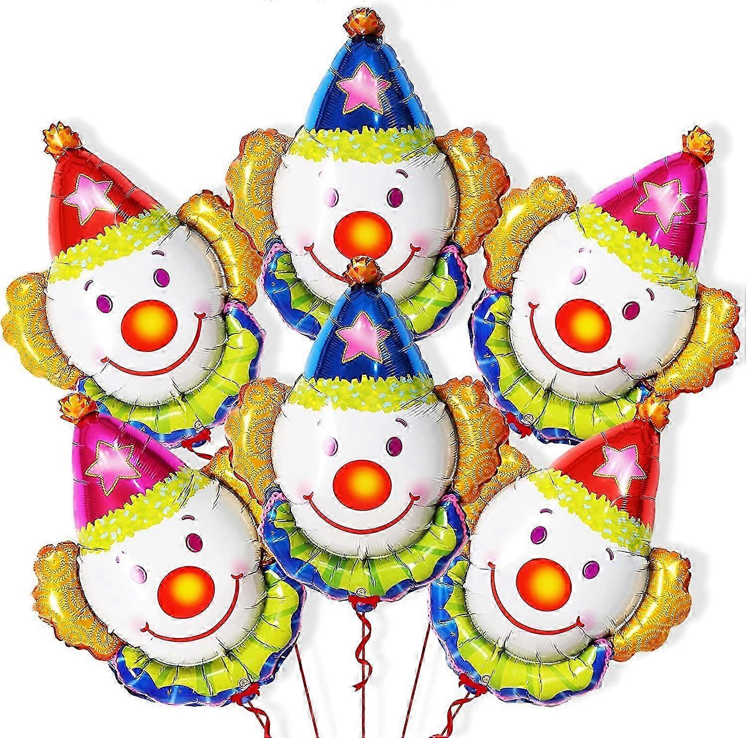 Conjunto de Balões de Palhaço de 32 Polegadas - Pacote de 6 Balões Temáticos de Carnaval