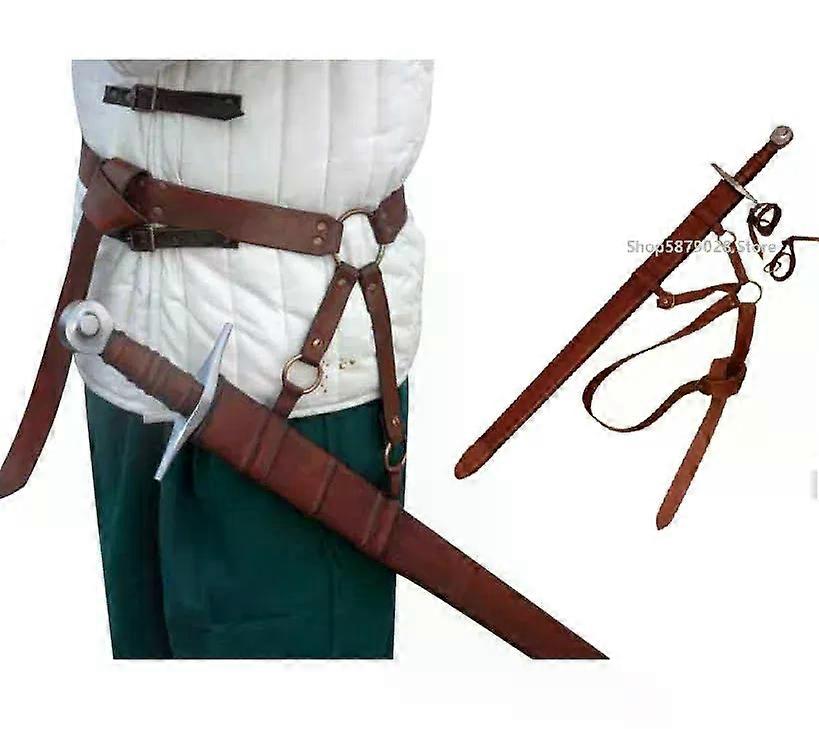 中世の革の剣鞘の鞘ホルダーバイキングサクソンコスチュームアクセサリーLARPナイトウエストベルトホルスターケース男性用コスプレ