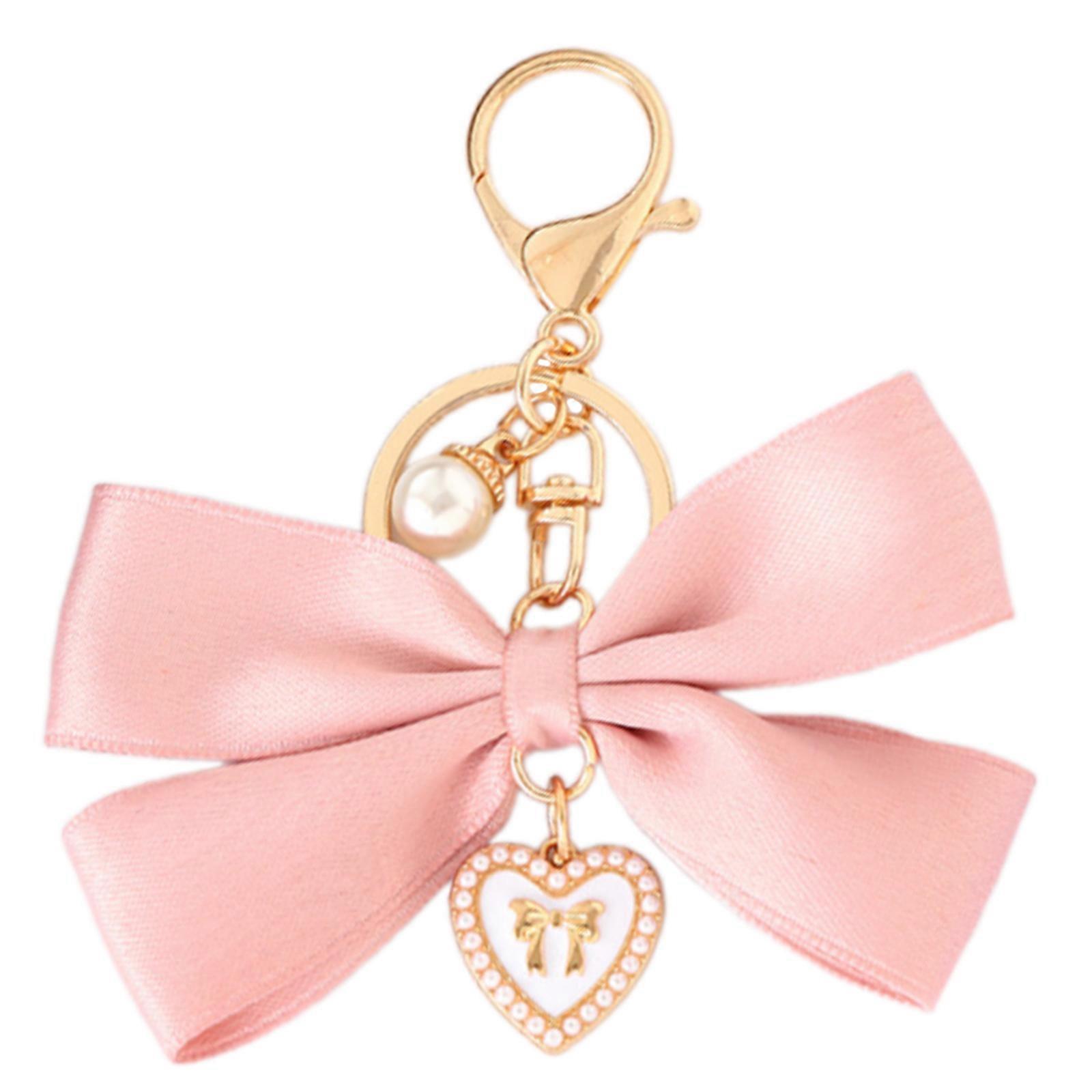 Versatile Love Heart Key Holder With Bowknot Accent Perfect Accessory for Everyday Use and Special Occasions Use Pink