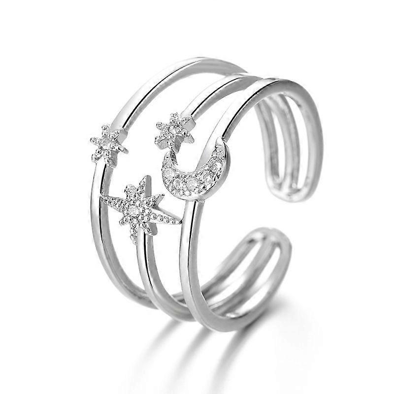 Délicat Cristal Astral Lune Open Ring Diamant Réglable Doigt Pouce Band Bijoux Cadeaux BB