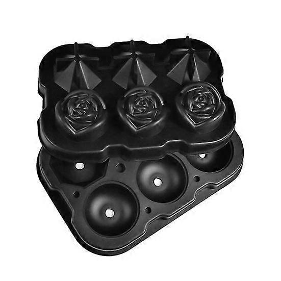 Ice Cube Tray with Lids 6 Cavities Silicone Rose Diamond Ice Ball Maker Easy Release Large Ice Cube Mold for Cocktails Whiskey Juice