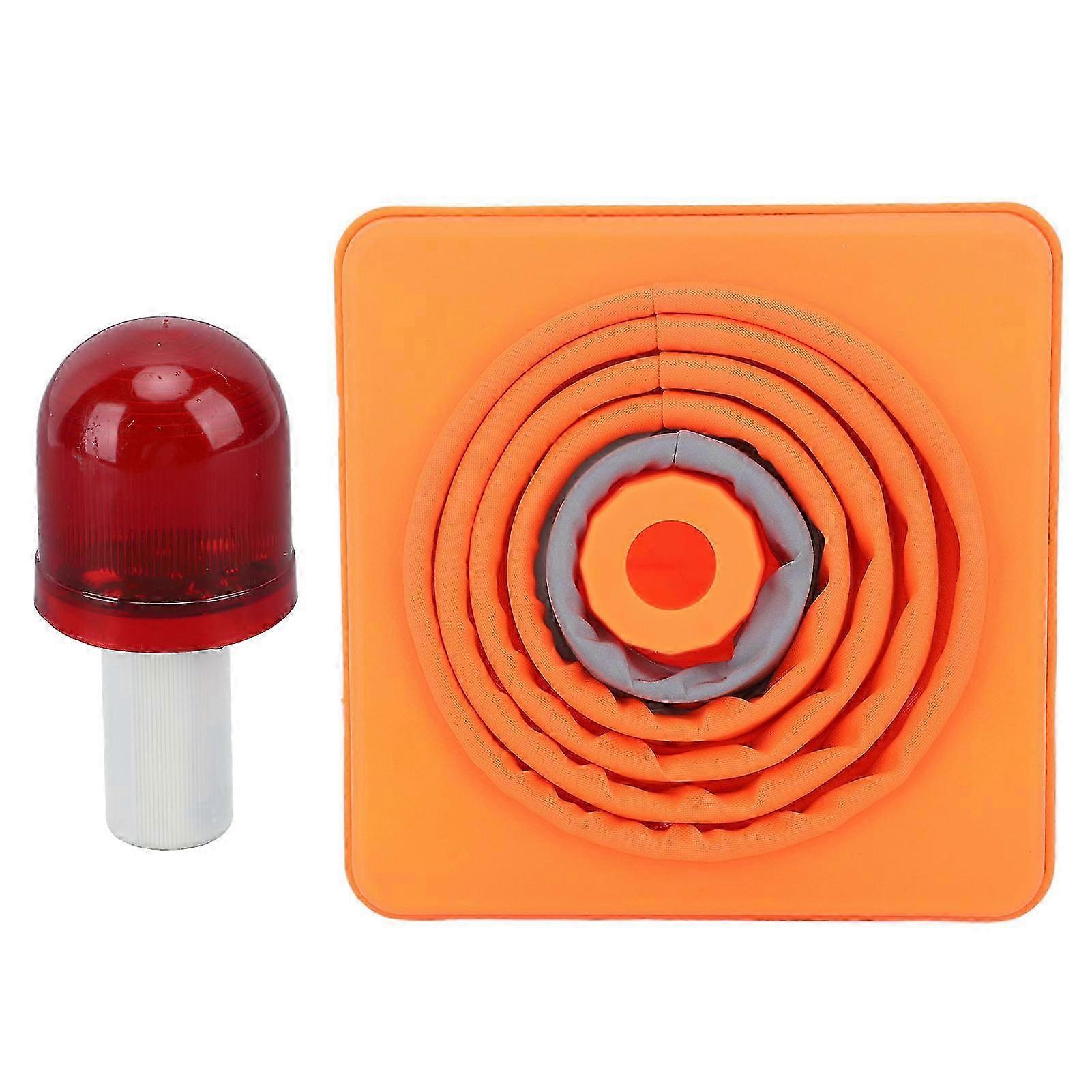Traffic Safety Cone 30x19x19cm Collapsible Portable Reflective Parking Cone with LED Warning Light