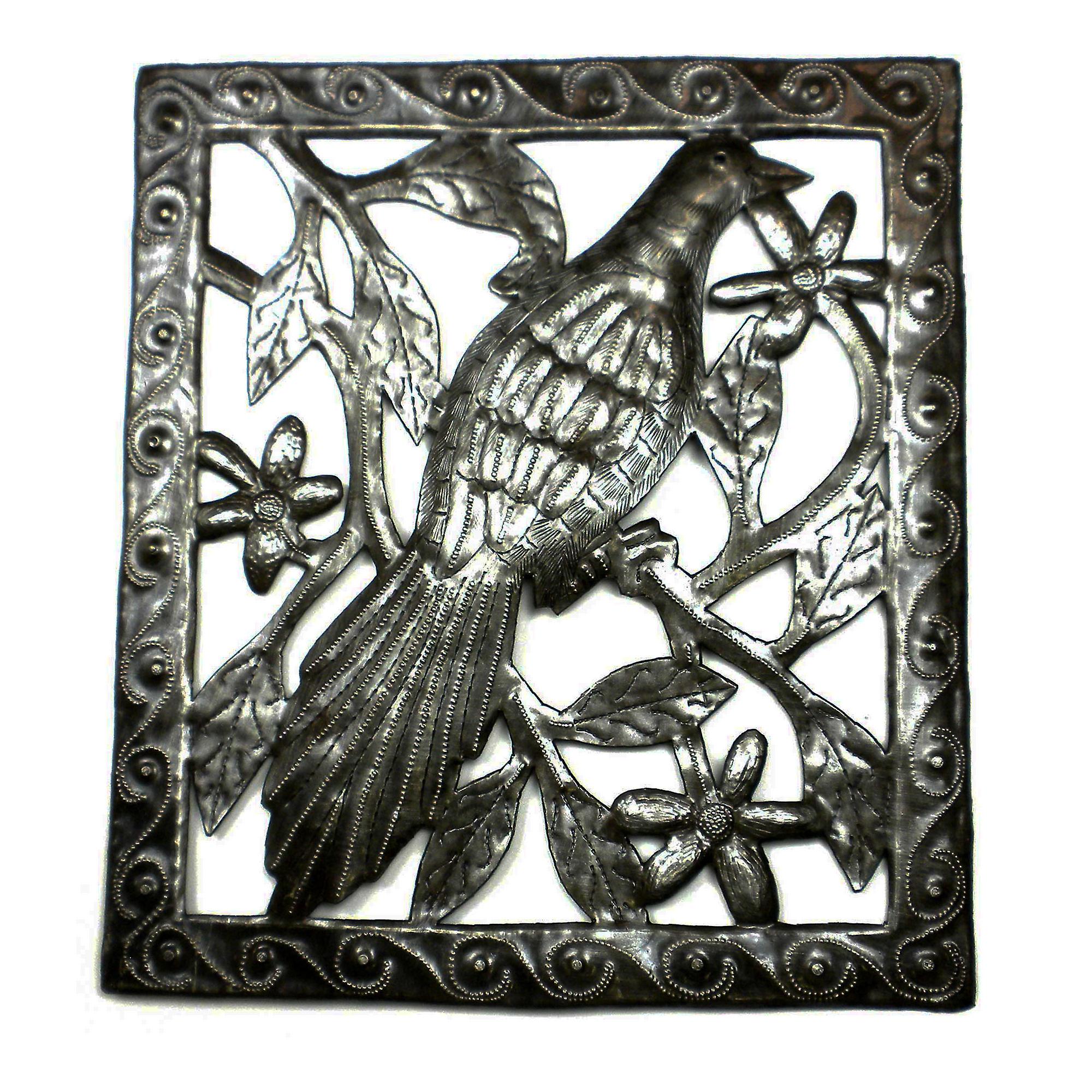 Single Bird Metal Wall Art 11 by 12 Inches Croix des Bouquets