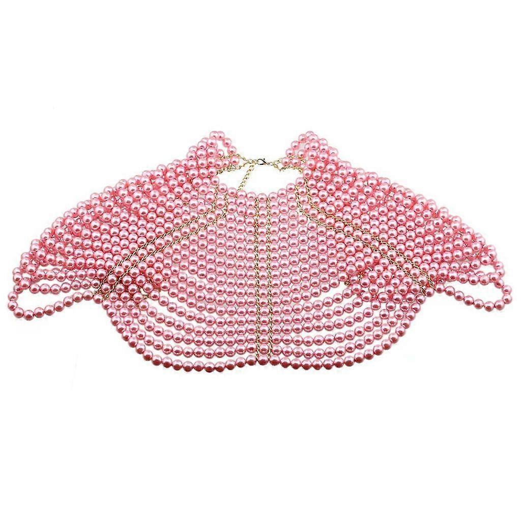 Sophisticated Multi Layer Body Chain Pearls and Tassels Beaded Necklace Shawl