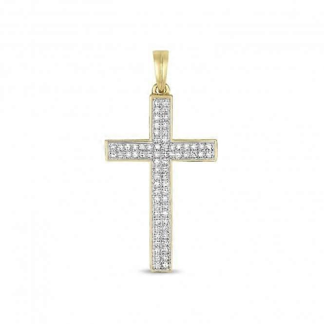 Diamond Jewellery 9ct White Gold Diamond Cross Pave Set Pendant PD122