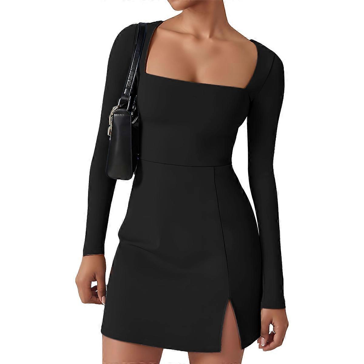 Robe Corsage Col Carré Noir XL