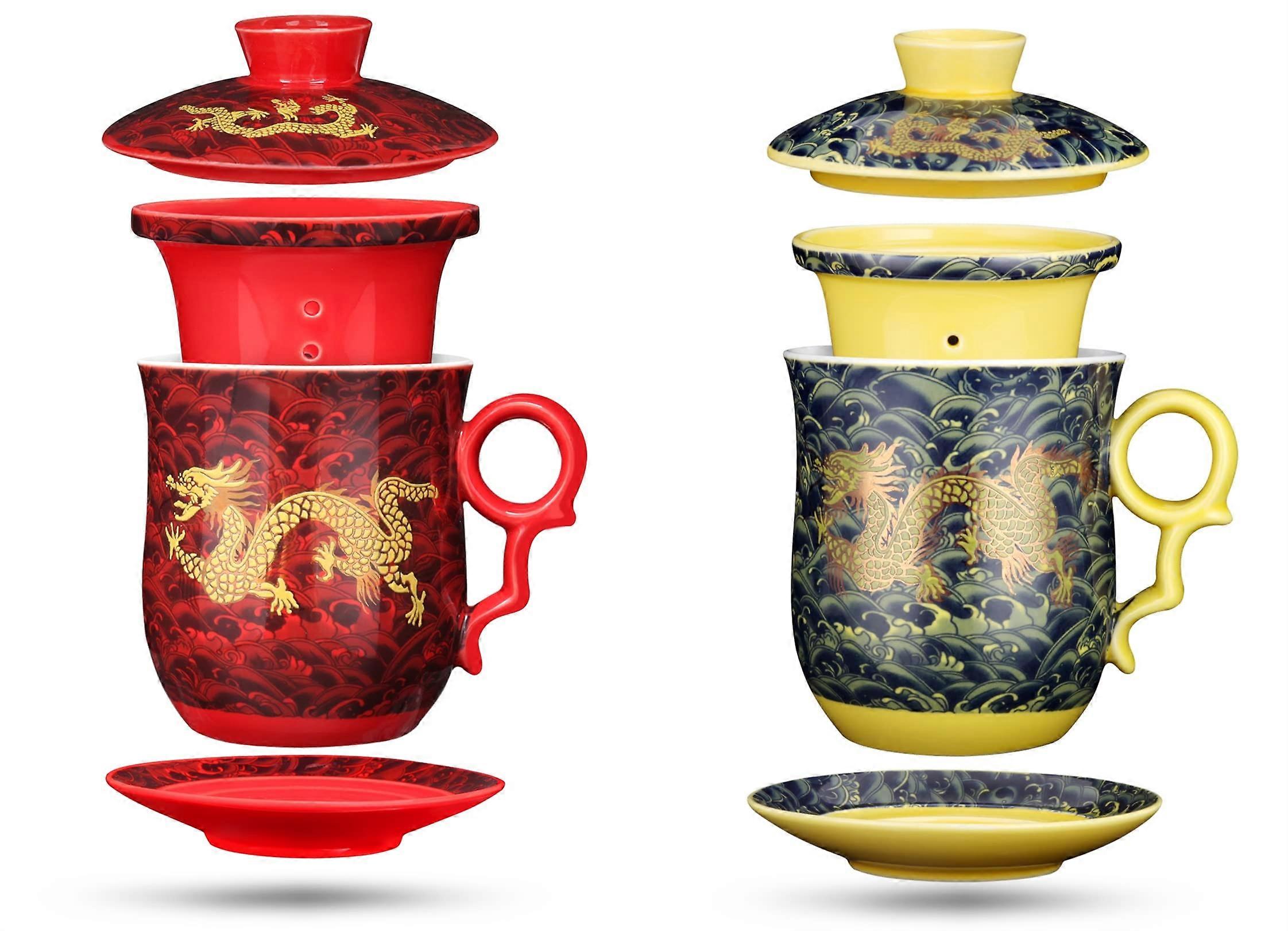 2 Pack Ceramic Tea Cup Teaware 13.5 oz / 400ml