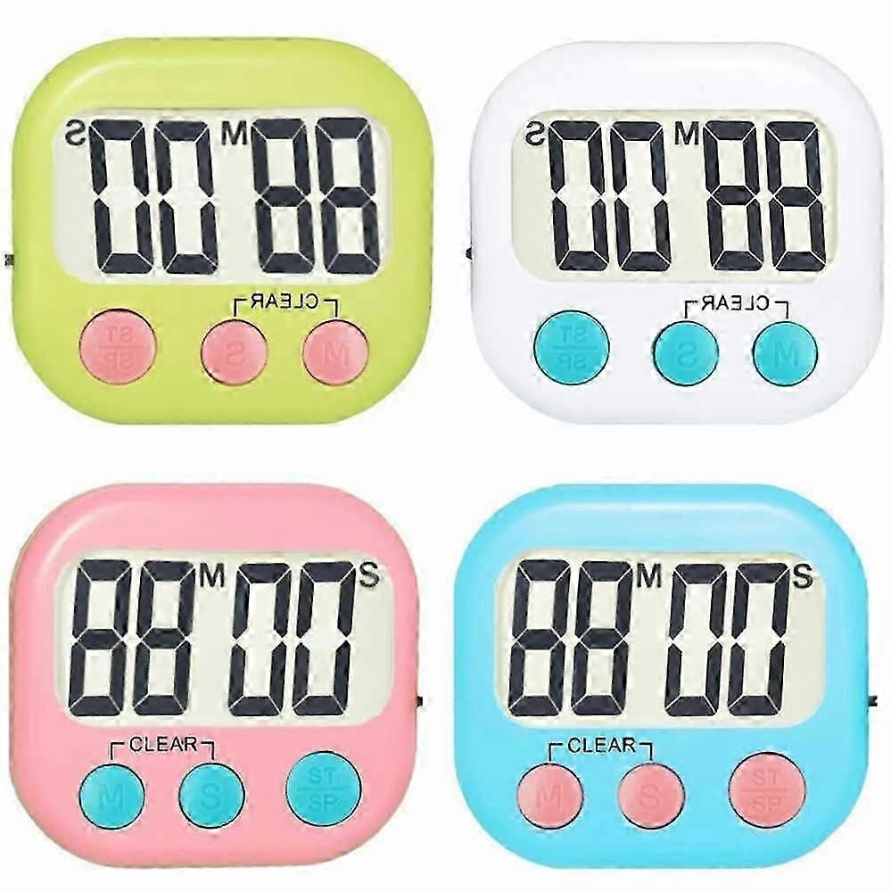 4 Pack Digital Kitchen Timer - Magnetic Countdown/Count Up, Loud Alarm