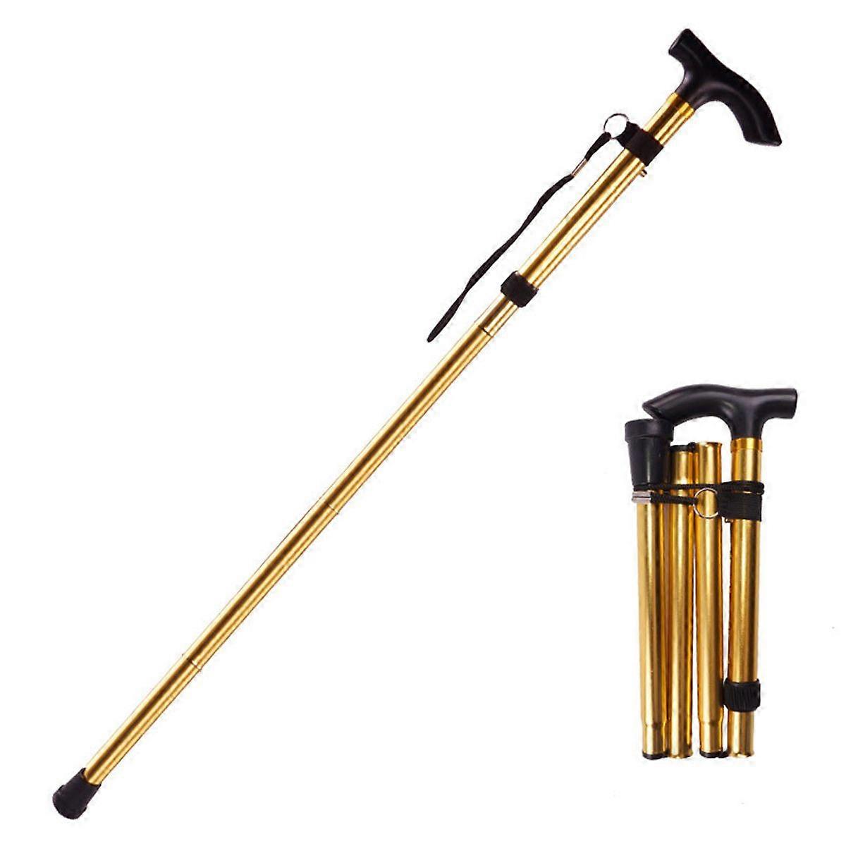 Folding Walking Cane, Lightweight with Wooden Handle for Mobility