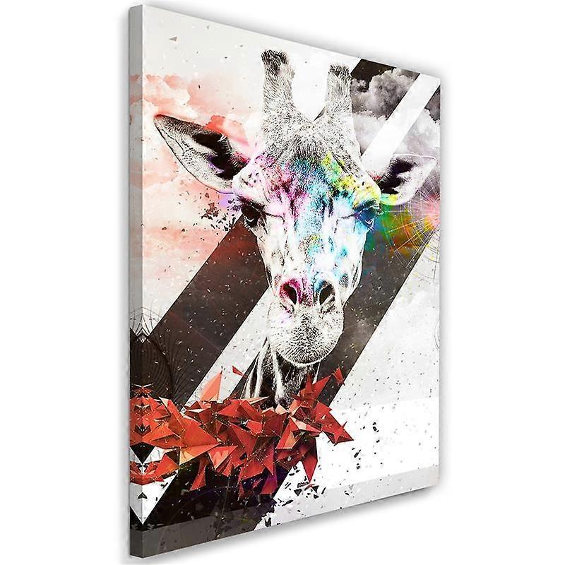 Impression sur toile, Girafe abstraite et formes - 60x90