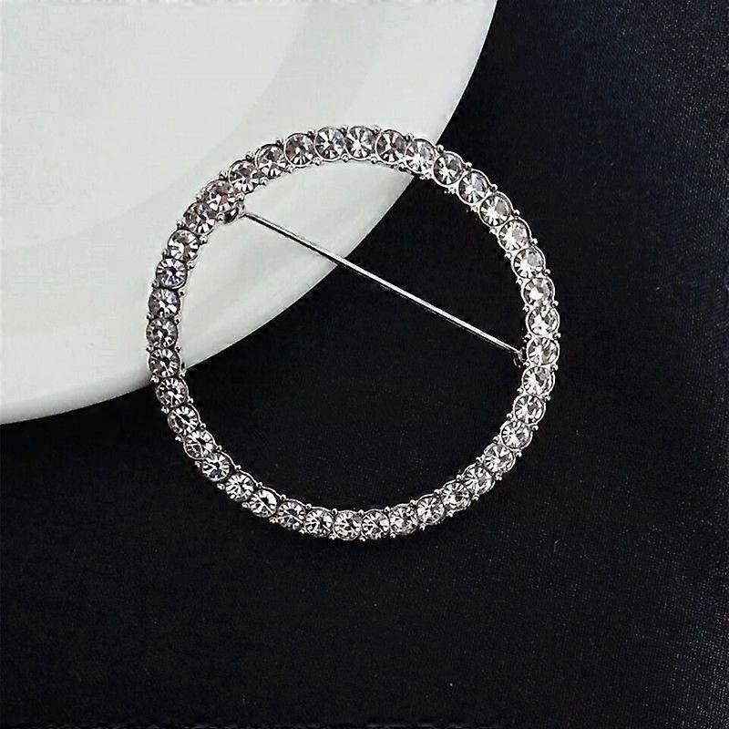 2Pieces Shiny Geometry Circle Round Brooch