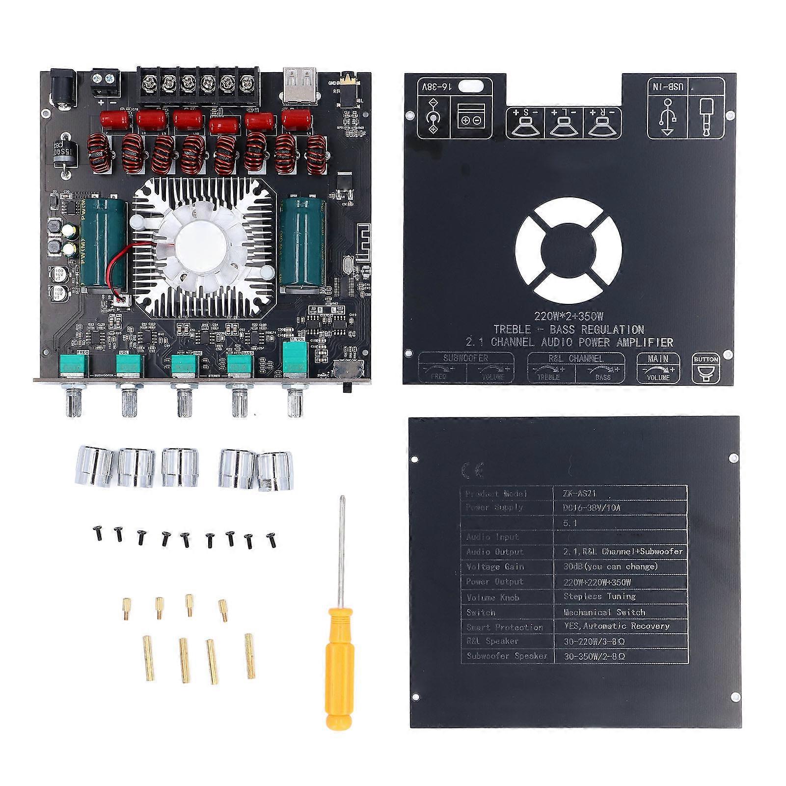 ZK AS21 Bluetooth Board Dual Channel TPA3255 Chip 220Wx2 Plus 350W Sound Power Amplifier Module 16‑38V