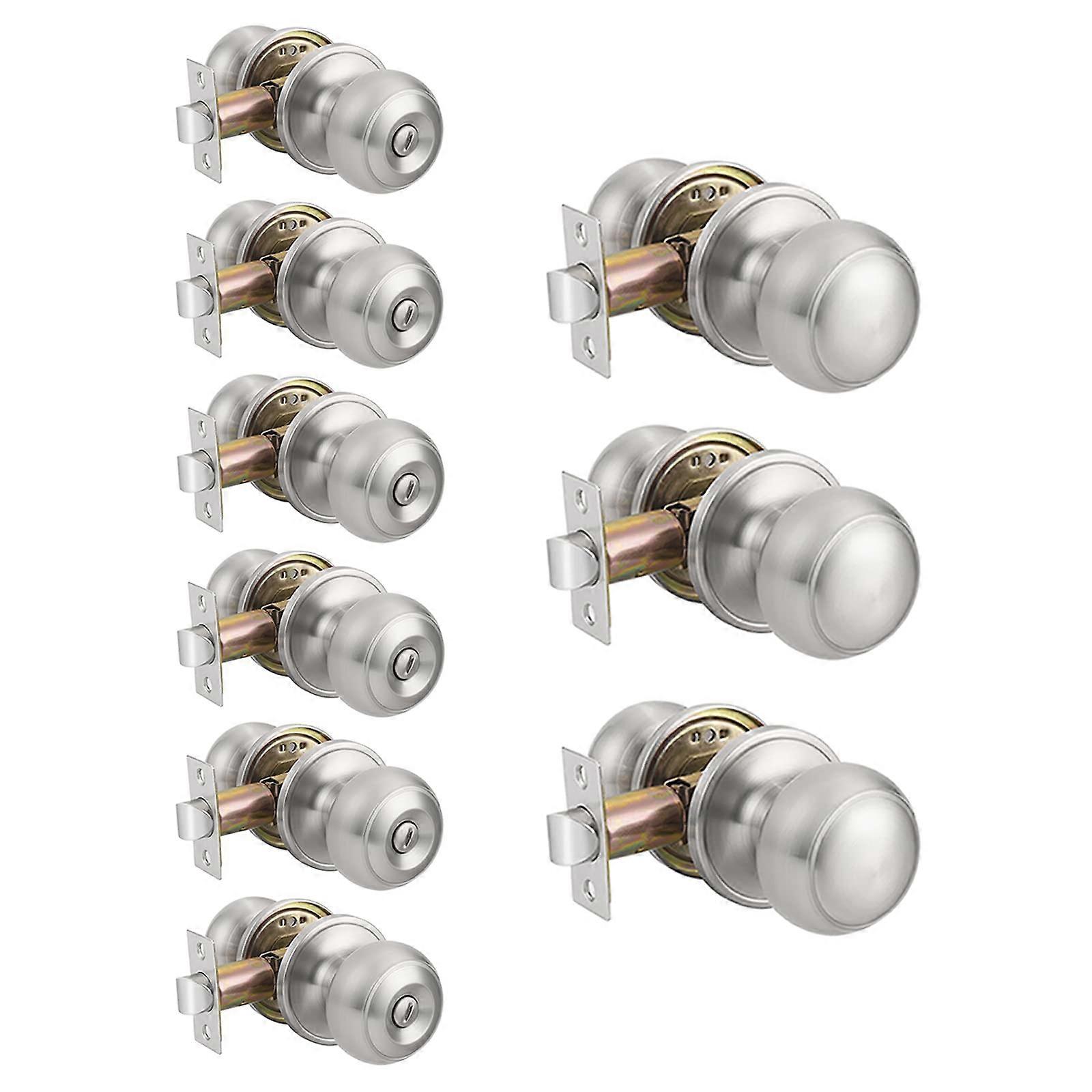 Privacy Door Knobs 6 Pack and Passage Door Knobs 3 Pack Bundle, Satin Nickel Interior Door Hardware for Bathroom and Bedroom