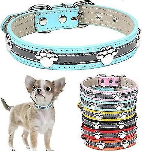 Tikuajgift Petcare Collier de chien réfléchissant avec Mignon Patte Rivet Clouté Drôle Soft Pu Cuir