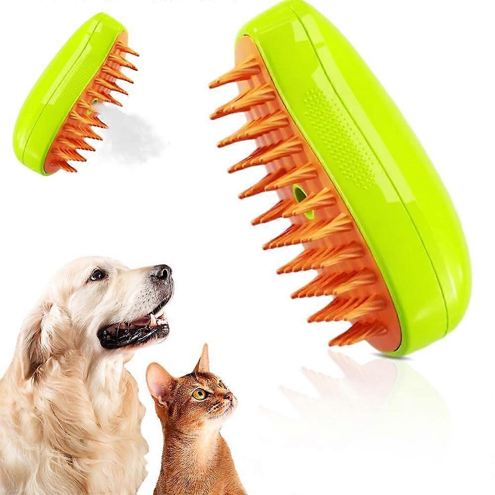 Cat Brush, 3 In 1 Self-Cleaning Multifunctional Steam Cat Brush for Removing Loose and Tangled Hair, Yellow