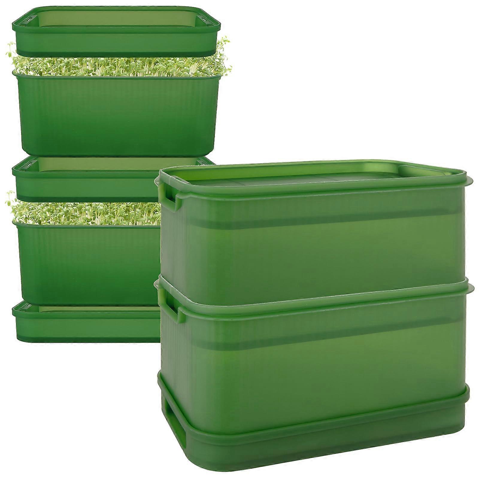 2 Pack 2Tier Seed Sprouting Kit with Drain Holes and Drain Tray, Stackable Microgreens Growing Trays