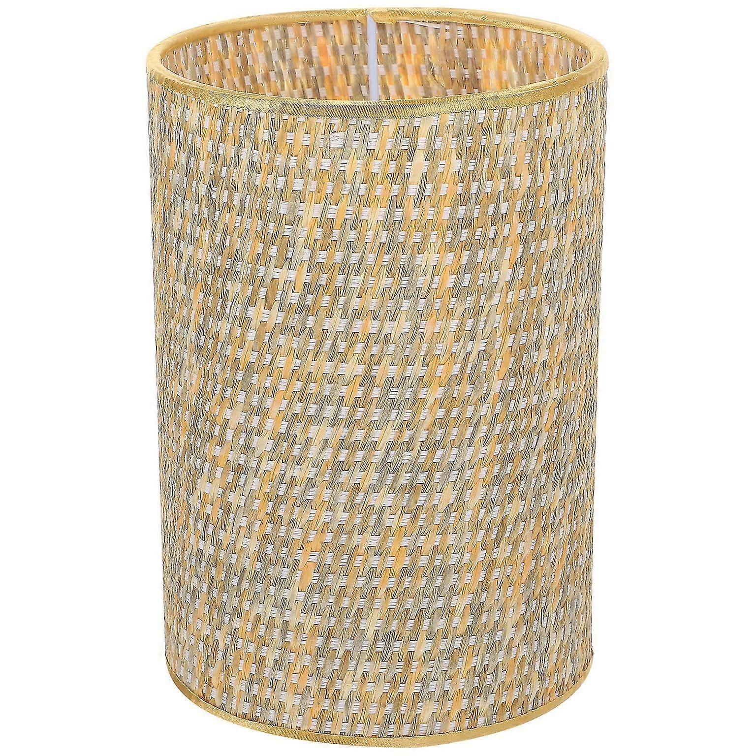 Stylish Woven Drum Lampshade for Floor, Pendant & Desk Lamps - Durable Fabric & Iron Light Cover, Easy Installation