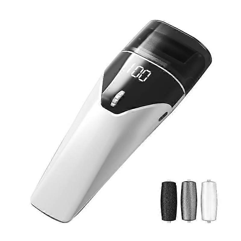 Electric Foot Grinder Model 100, Callus Remover, Variable Speed, 3 Replaceable Heads, White