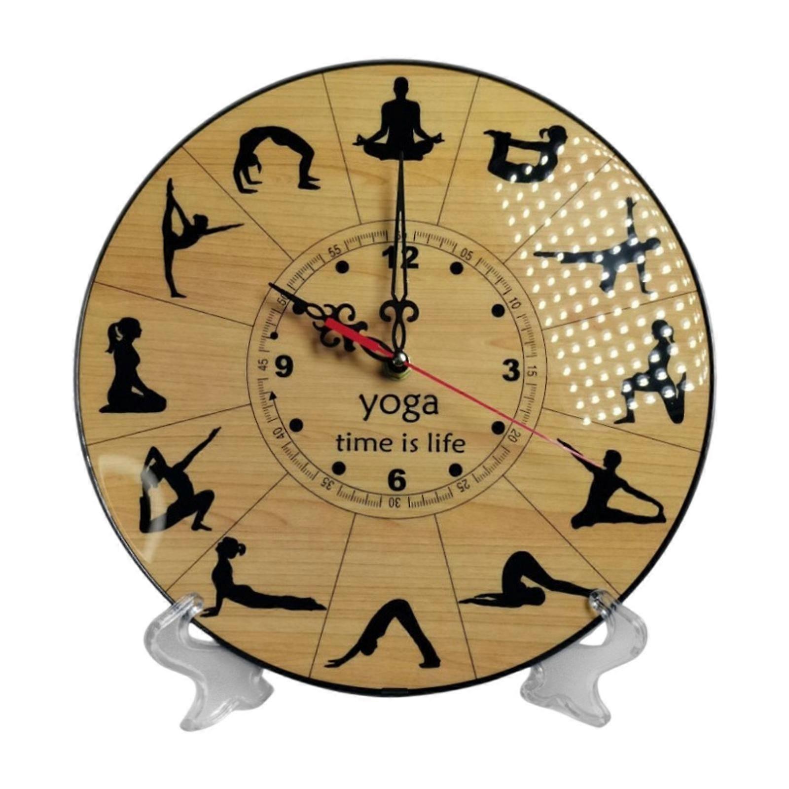 30cm Yoga Themed Desktop Wall Clock Bedside Clock Multifunctional Lightweight