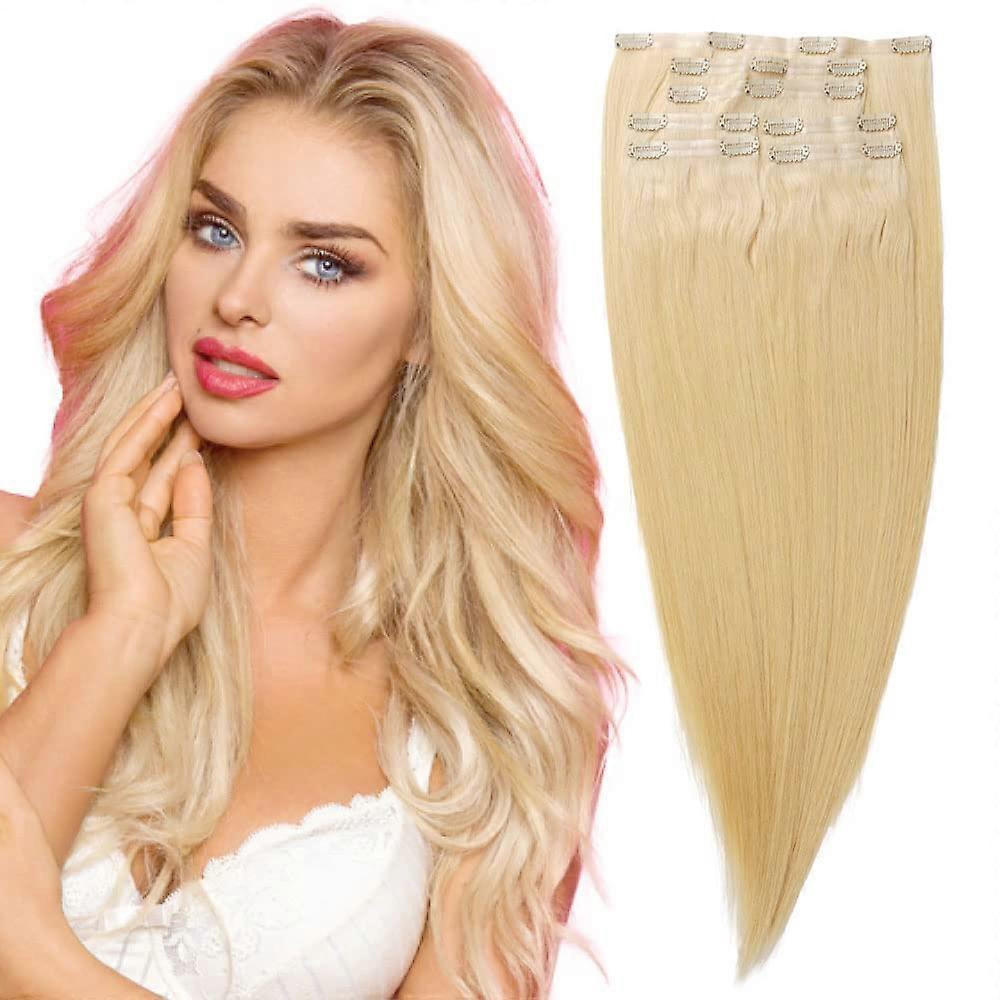 وصلات الشعر Skinny Weft ClipIn ، لحمات سيليكون رقيقة ، شعر بشري ريمي ، 175 جم 613 أشقر 18 بوصة