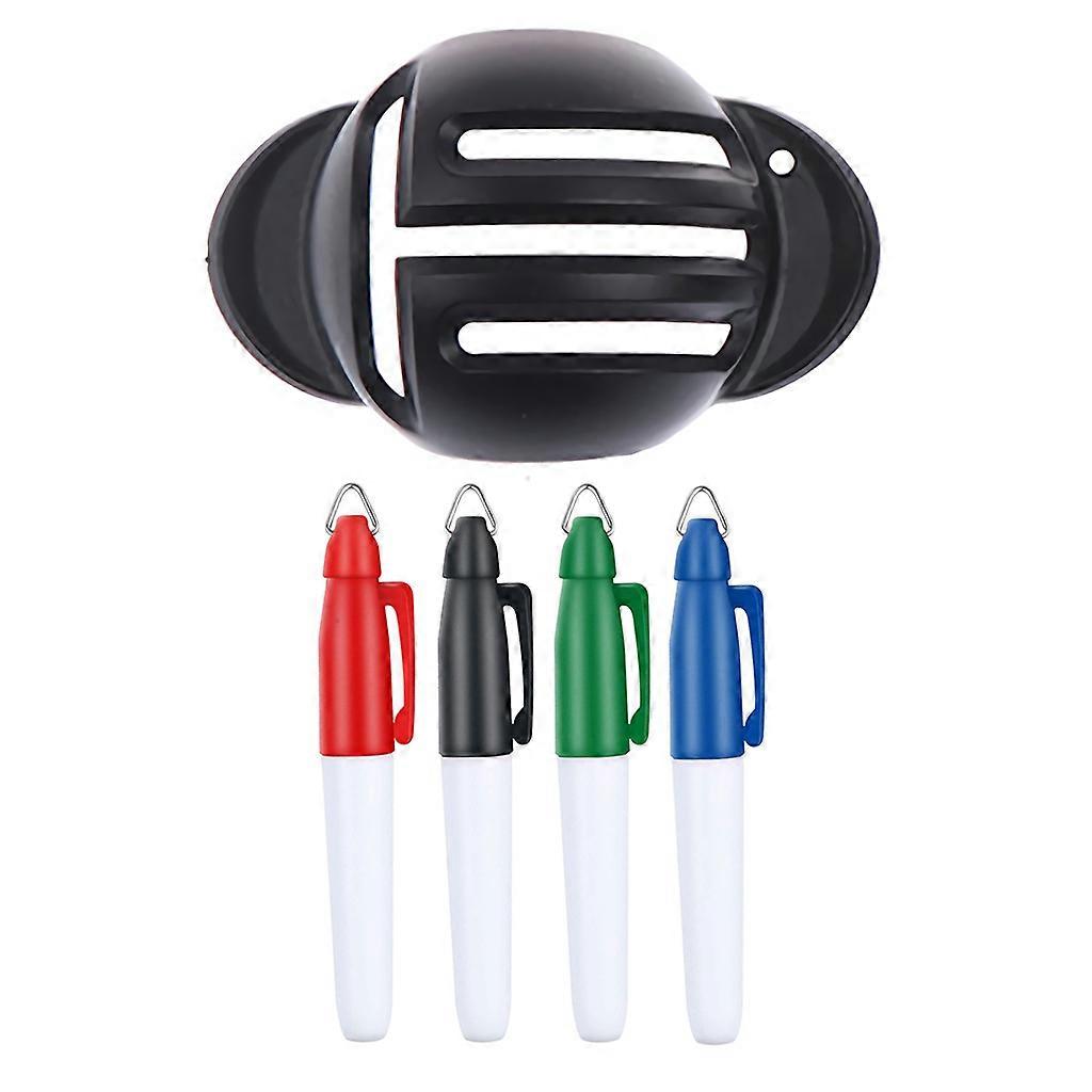 1Set Golf Ball Triple Track Putter Stencil 3 Line Marker Stencil Golf Ball Line Marking Alignment Tools with 4pcs Marker