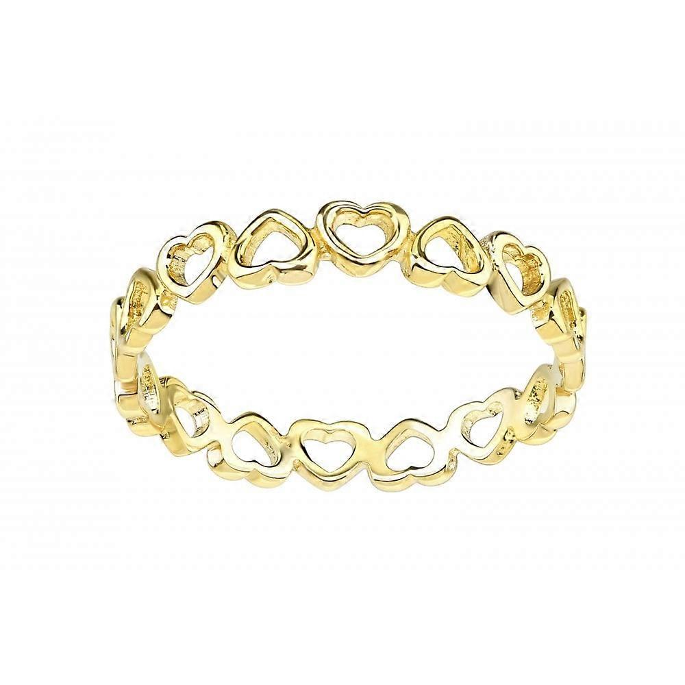 Jewelco London 9K 金 Open Love Hearts Continuous Loop 永恒叠戴戒指