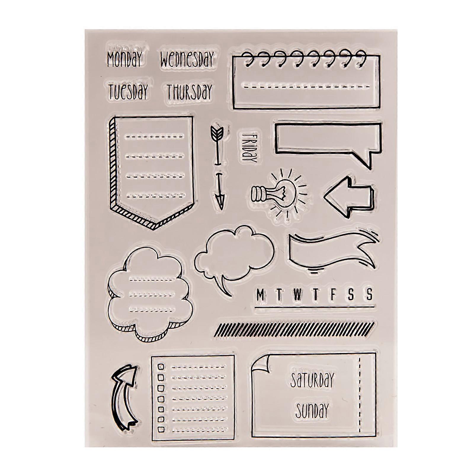 Date Weeks Label Pattern Silicone Stamp for Card Making, Scrapbooking, Photo Album Journal Embellishments