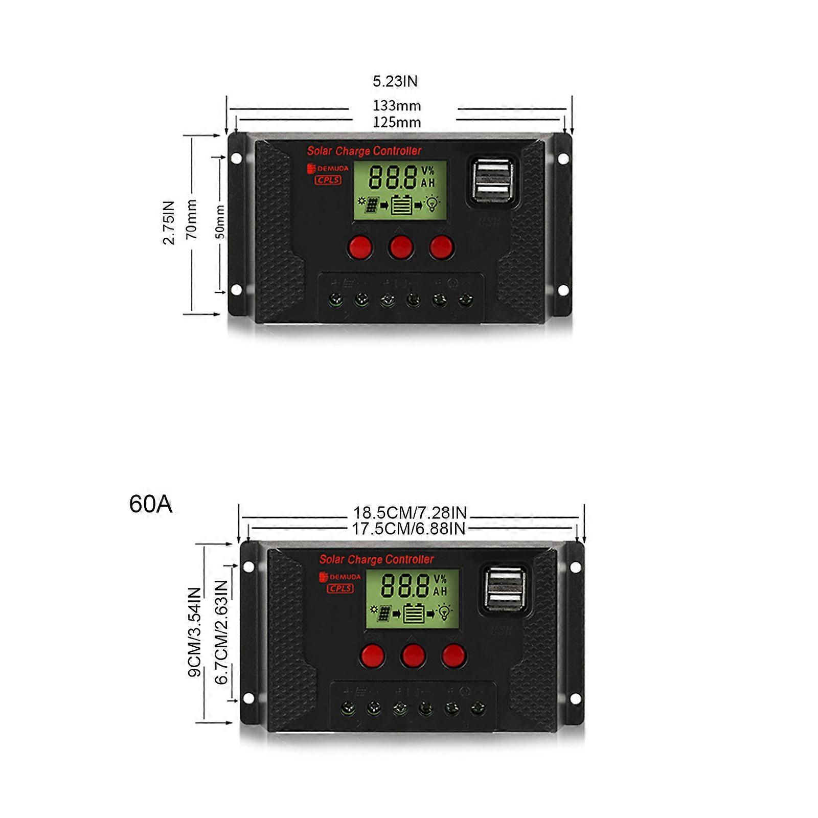 12V/24V PWM Solar Charge Controller Auto Parameter Adjustable LCD Display