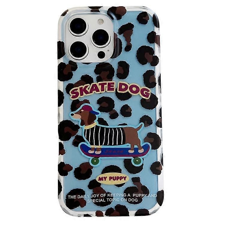 Compatible For iPhone 15 Pro Max Case Leopard Print Dachshund Pattern TPU Shockproof Phone Cover