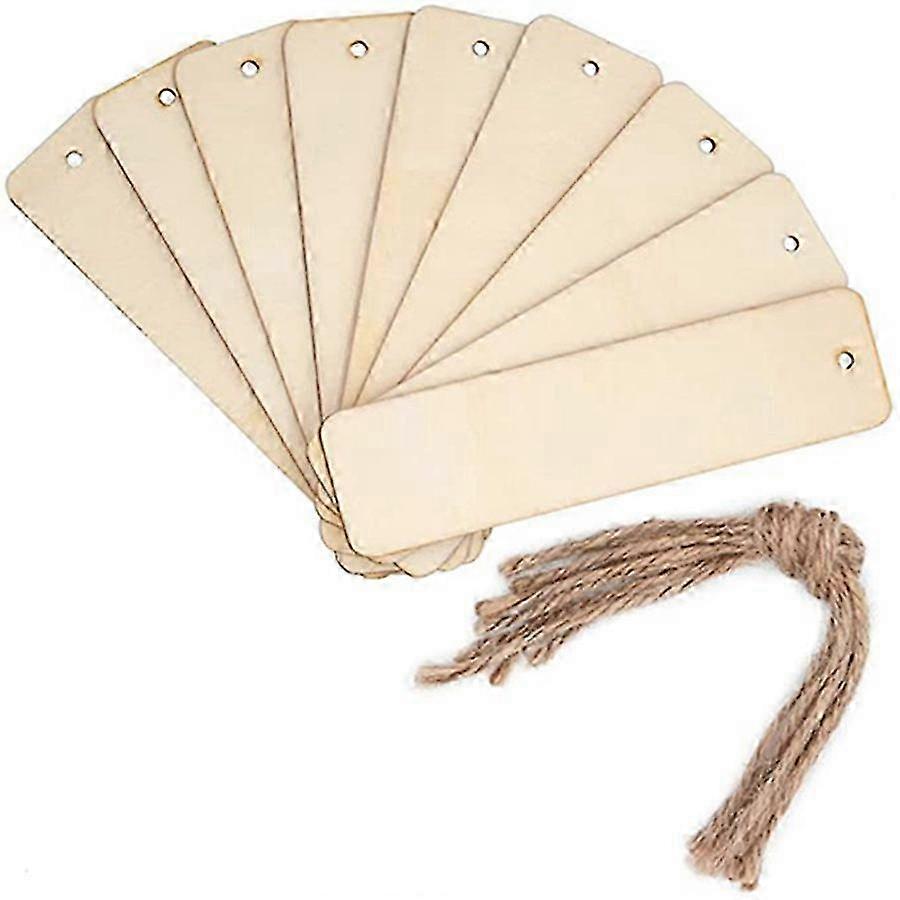 20pcs Wood Blank Bookmarks Unfinished Wood Bookmarks Unpainted Rectangle Wooden Bookmarks Lanyards