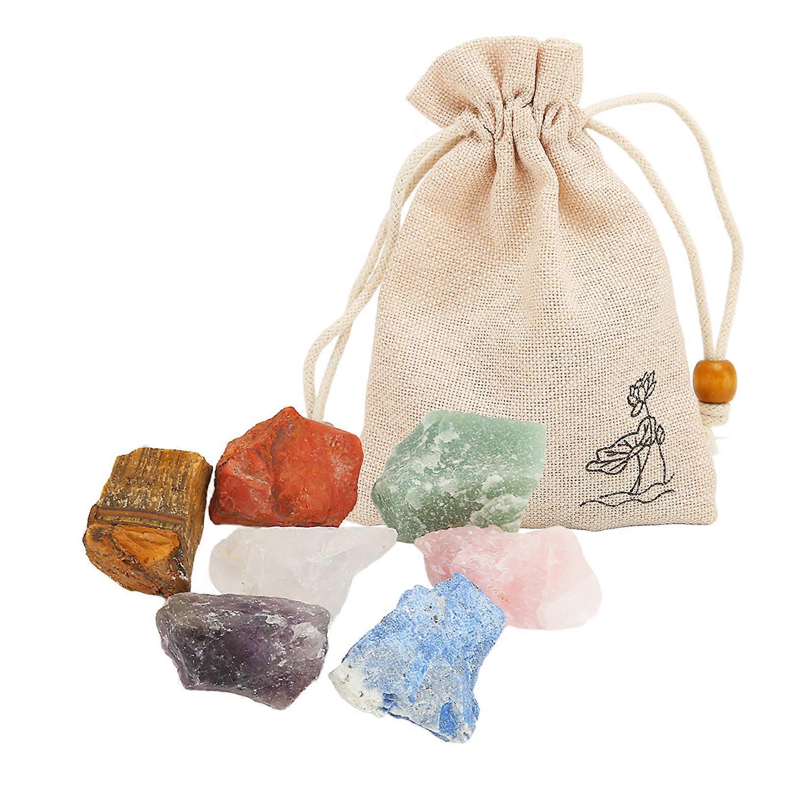 7 Pcs Chakra Stones Set 7 Colors Colorful Raw Chakra Stones Crystal Stones Set for Healing Meditation