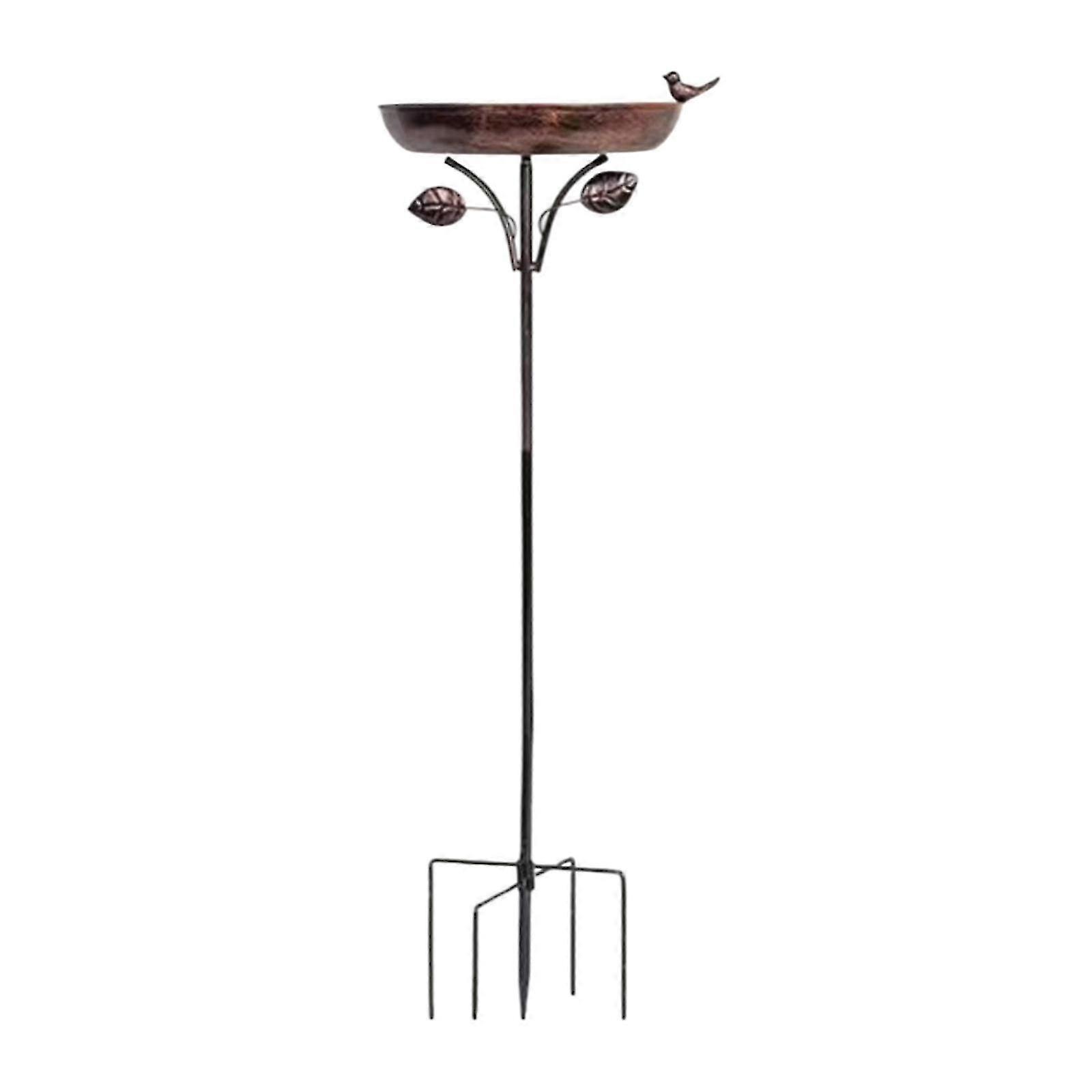 Decorative Metal Bird Bath and Feeder Stake for Lawn, Garden, and Patio Use to Attract Various Birds