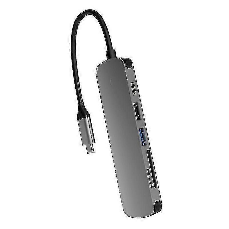 11X2.9cm Silver Usb & Firewire Hubs 1pc Convenient 6-in-1 Docking Station Notebook Computer Converte