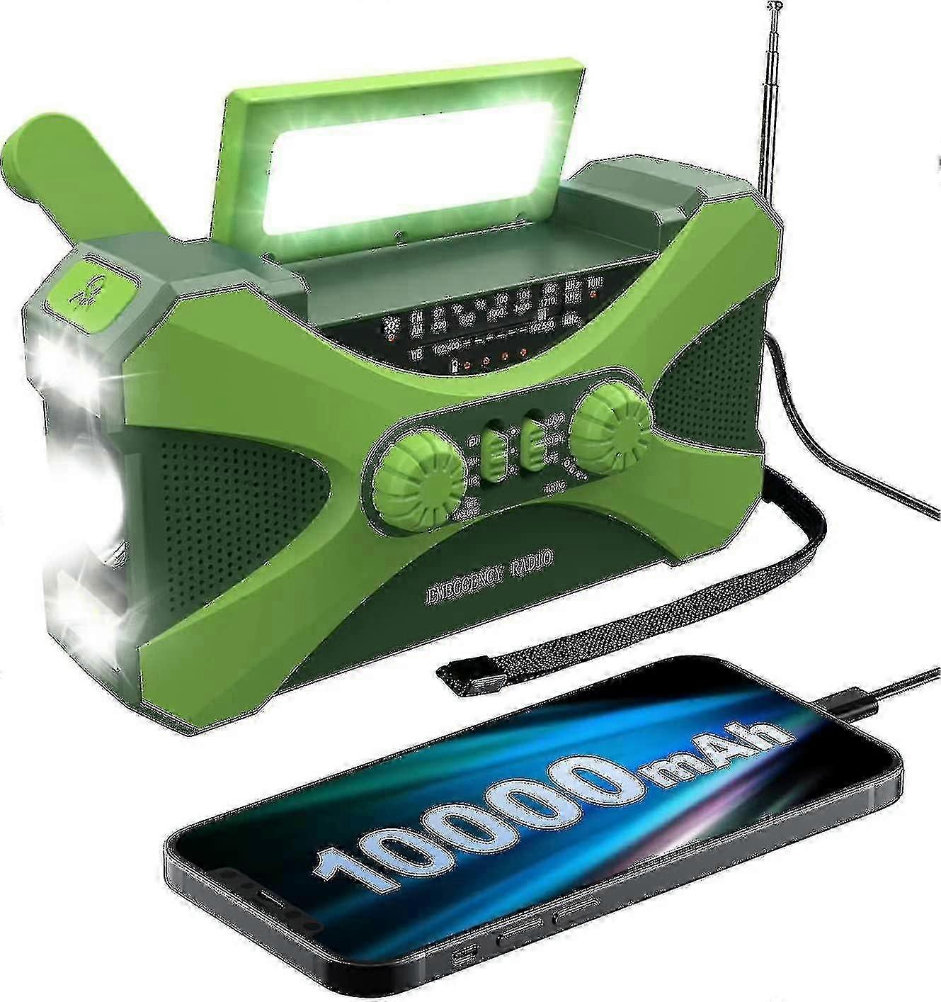 10000mah Emergency Radio, Solar Hand Crank Radio, Portable Am/fm/noaa Weather Radio With Phone Charg