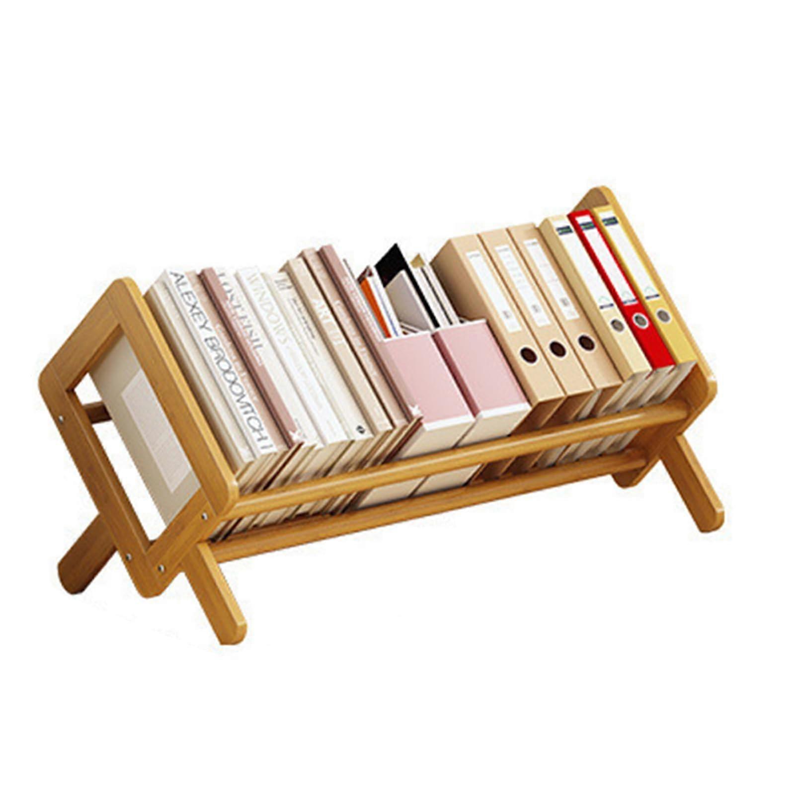 Wooden Bookcase Tilting Desk Bookcase Organizer Display Stand Small Book Holder Tilted Table Stand for CDs/Magazines/Books (50cm) 50 cm