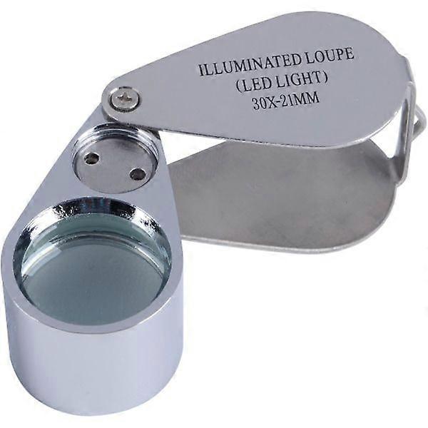 Ékszerészek Loupe 40X nagyítású fém összecsukható nagyítólencse LED-del