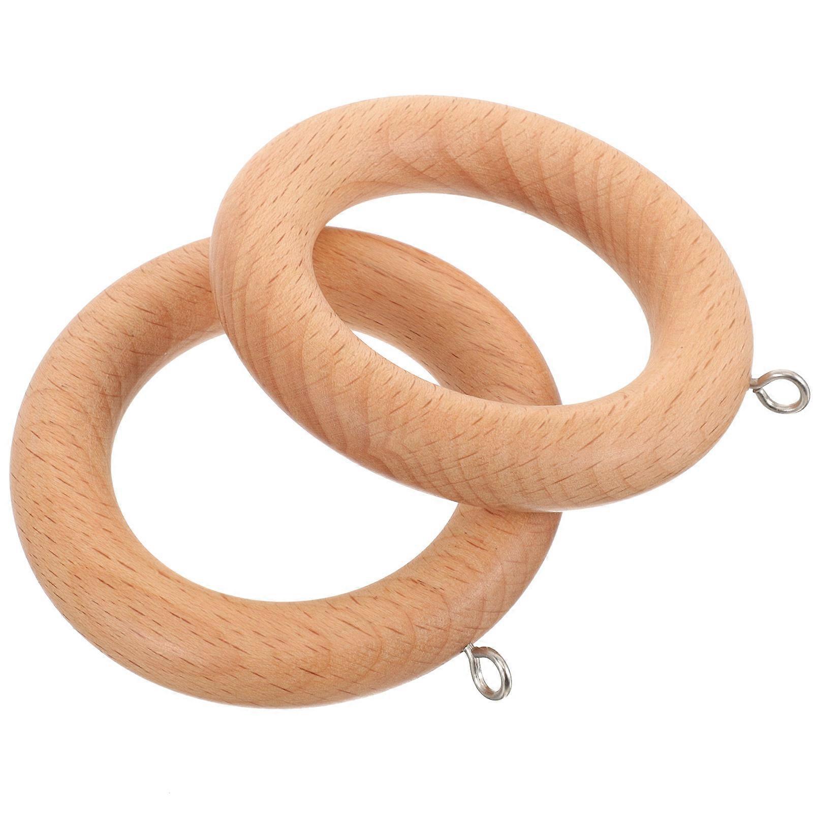 2 pcs Wooden Curtain Rings for Hanging Household Curtain Rod Hooks
