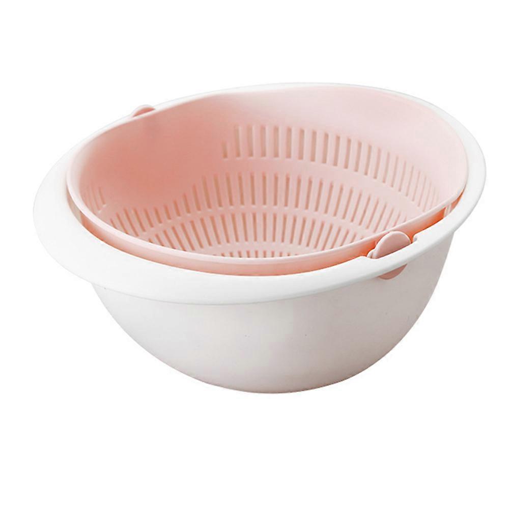 Multi Purpose Drain Basket Inner Layer Draining Basket Kitchen Helper Pink 23.00X23.00X10.50CM Storage 1Pack
