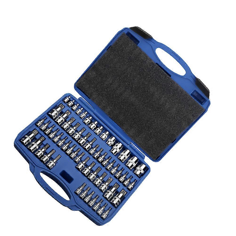 Star Sockets Set Automobile Repair Bit Socket Tamper-Proof Garage Tool Chrome-Vanadium Steel 1.6 0.8 0.8In 60Pcs