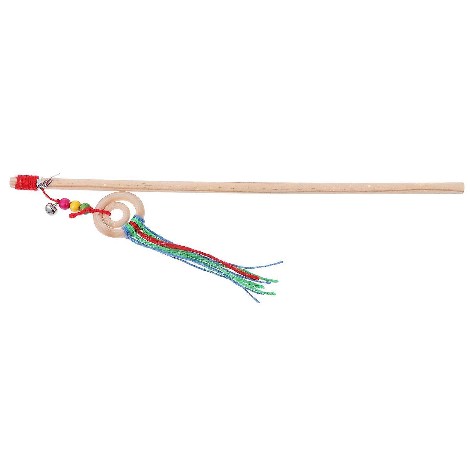 Cat Teaser Wand Toy for Pet Use Durable Plastic Multicolor with Ropes 1 Piece