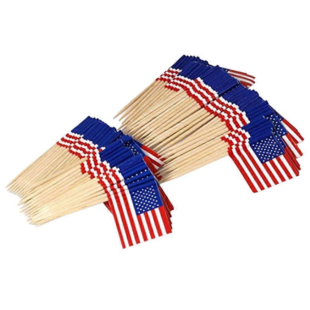 Patriotic Events Cake Toppers American Flag Food Picks Memorial Day Cakes 6.50X3.50X0.50CM Bamboo 50Pcs