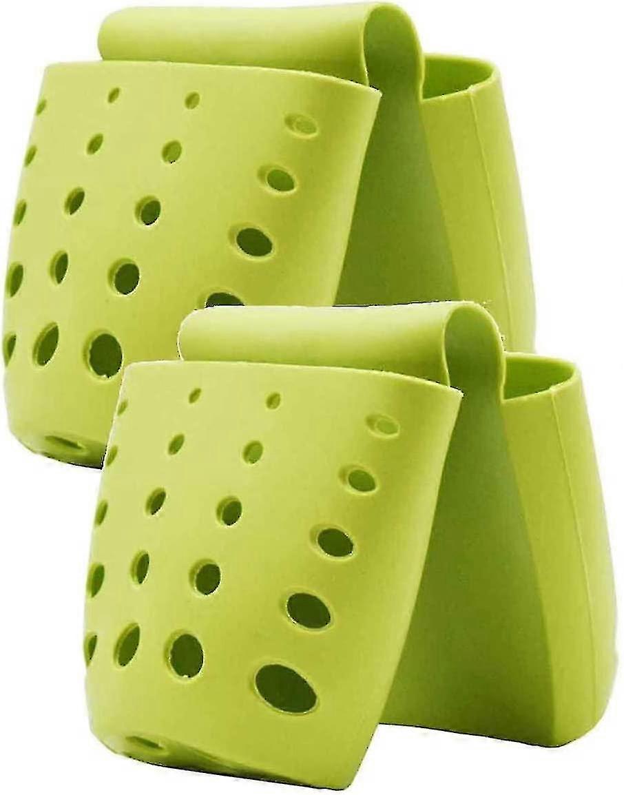 2pc Kitchen Sink Sponge Holder Organizer Hanging Strainers-green